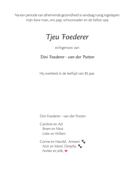 rouwbrief foederer 2