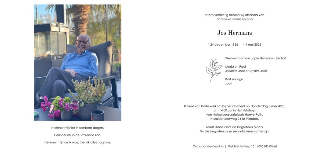 rouwkaart Jos Hermans